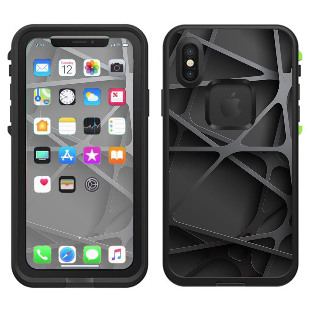  Black Metal Web Panels Lifeproof Fre Case iPhone X Skin