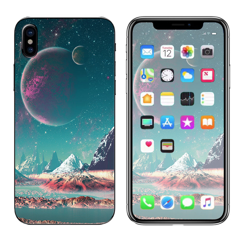  Planets And Moons Mountains Apple iPhone X Skin