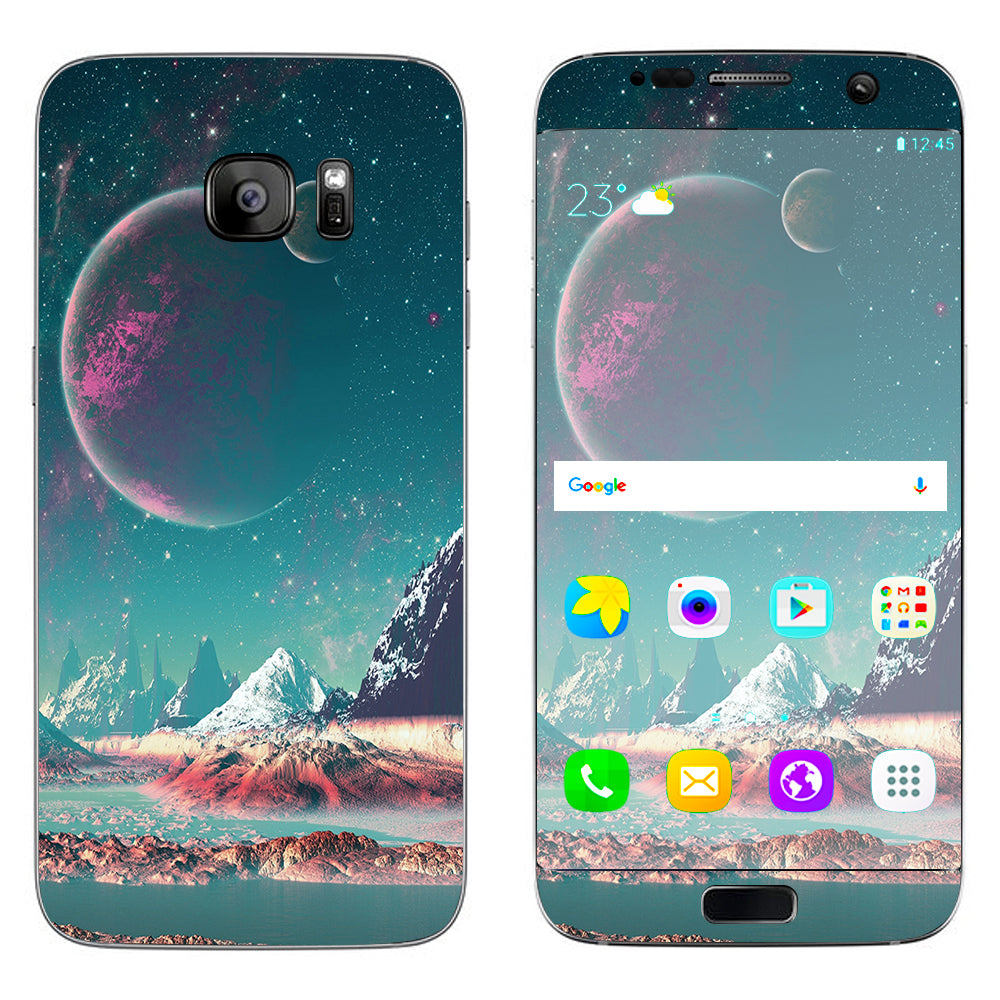 Planets And Moons Mountains Samsung Galaxy S7 Edge Skin