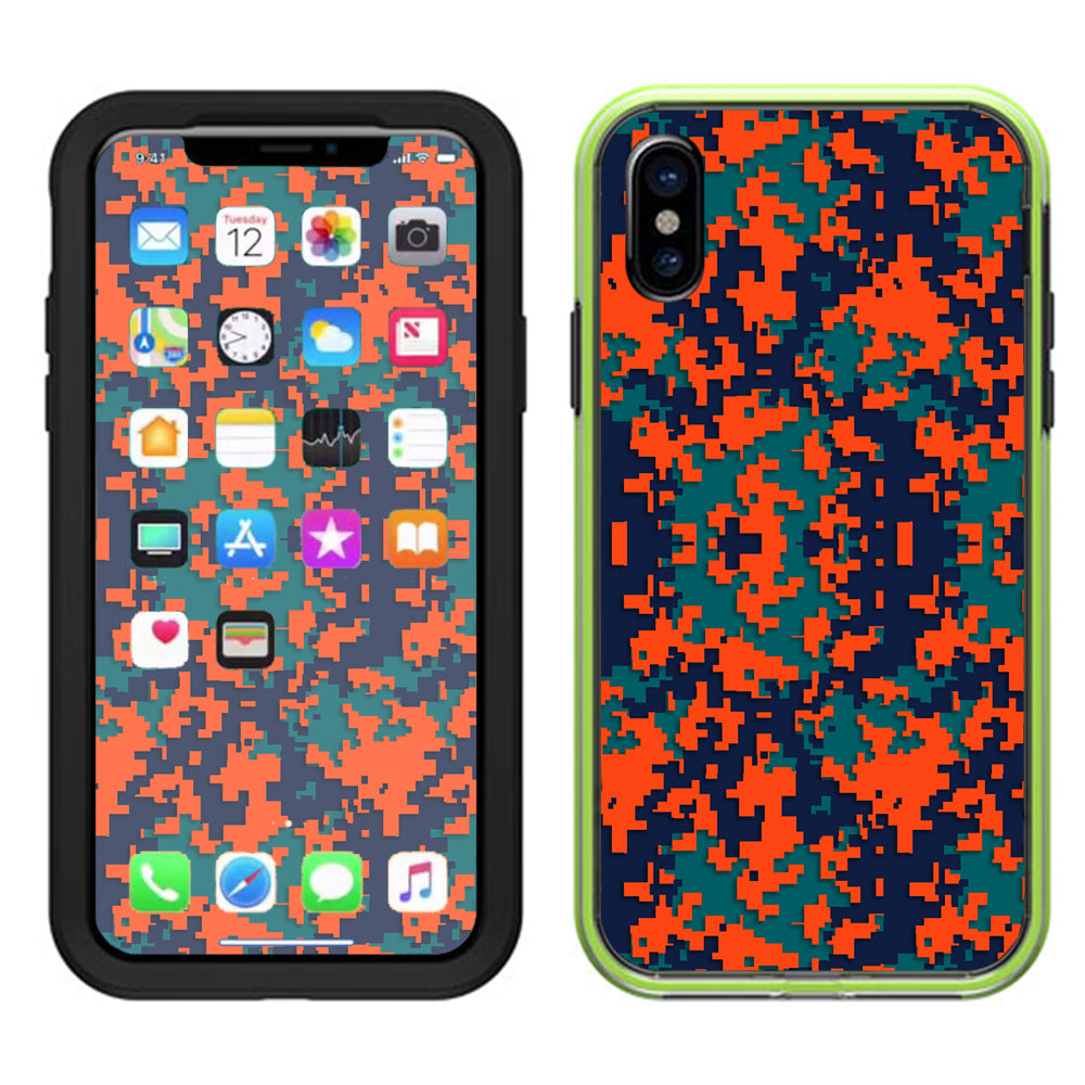  Digi Camo Team Colors Camouflage Orange Teal Lifeproof Slam Case iPhone X Skin