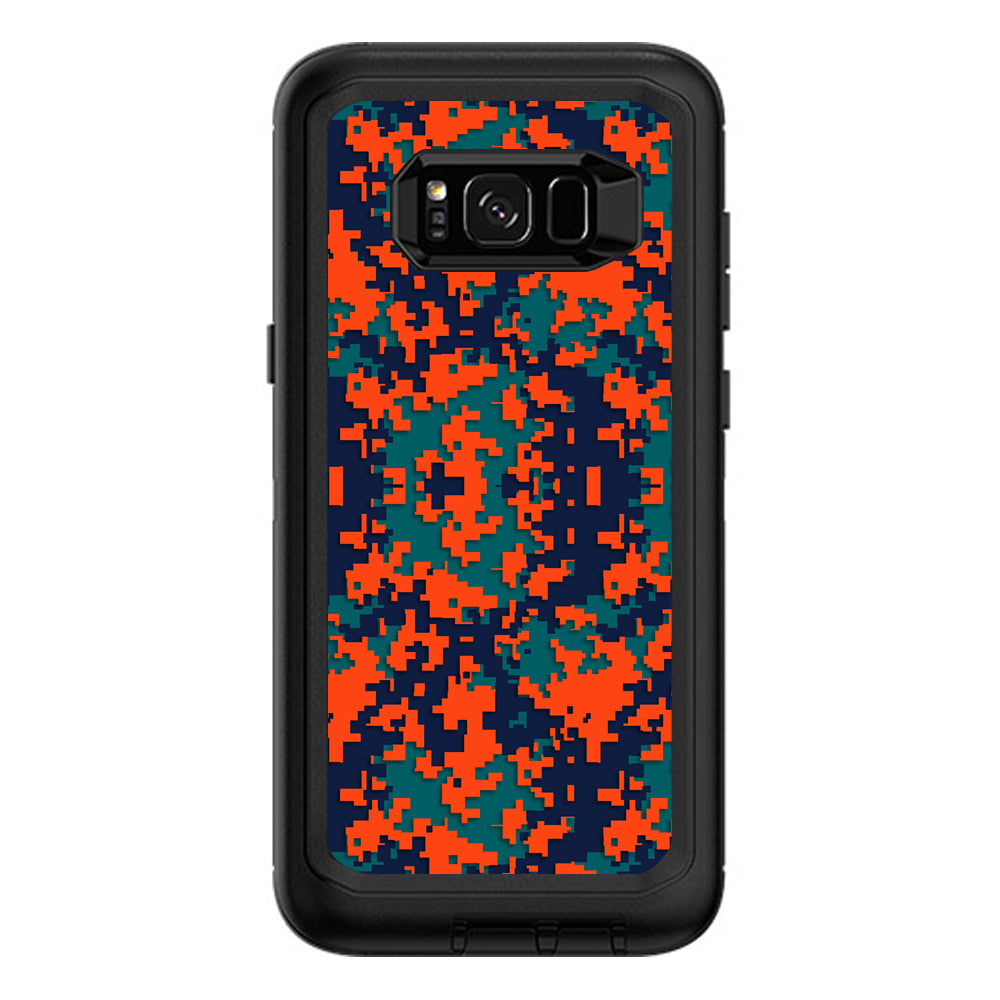  Digi Camo Team Colors Camouflage Orange Teal Otterbox Defender Samsung Galaxy S8 Plus Skin