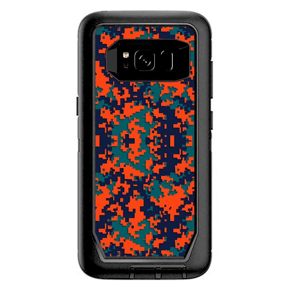  Digi Camo Team Colors Camouflage Orange Teal Otterbox Defender Samsung Galaxy S8 Skin