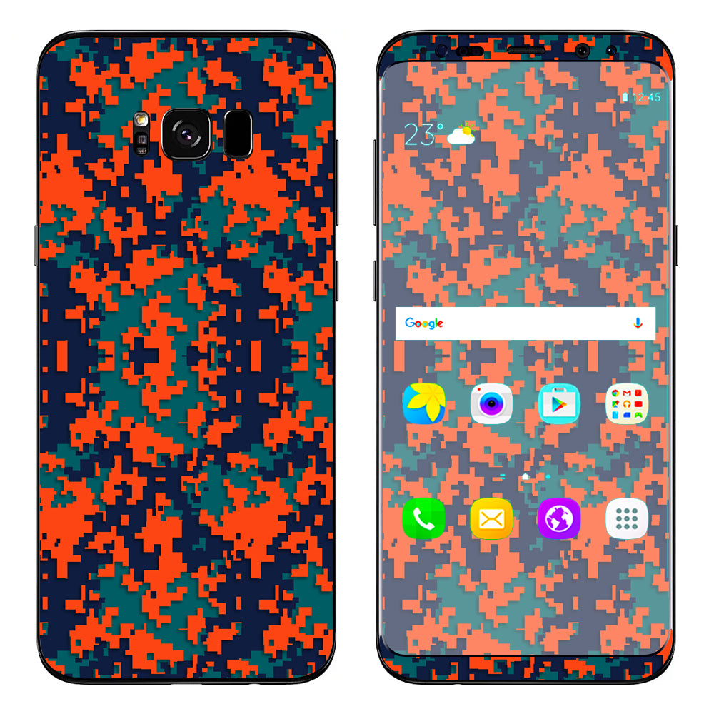  Digi Camo Team Colors Camouflage Orange Teal Samsung Galaxy S8 Skin