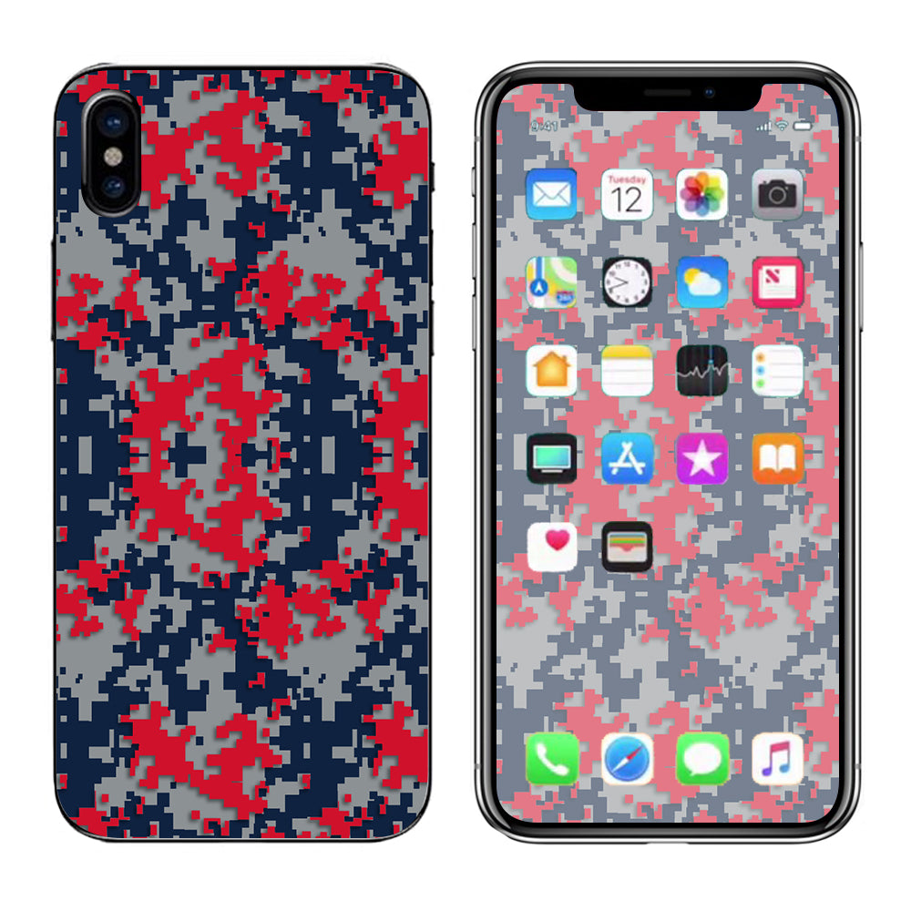  Digi Camo Team Colors Camouflage Red Grey Blue Apple iPhone X Skin