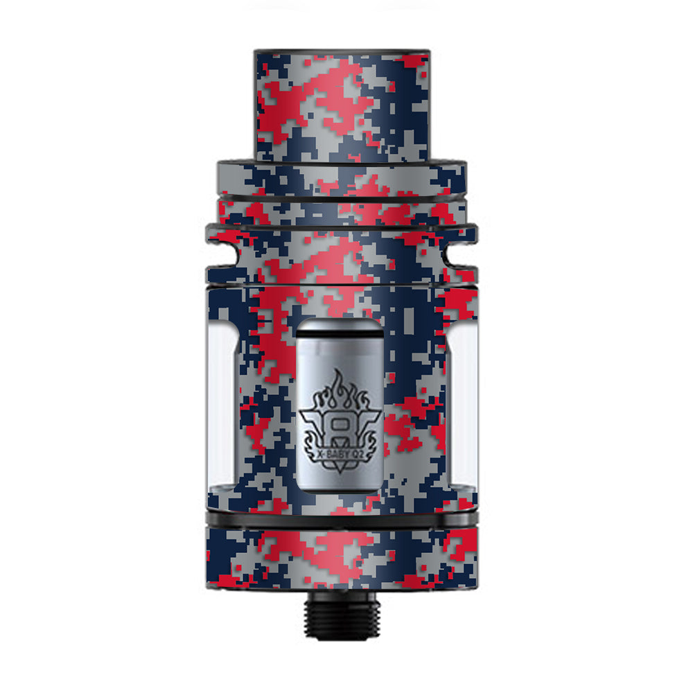  Digi Camo Sports Teams Colors Digital Camouflage Red Grey Blue TFV8 X-baby Tank Smok Skin