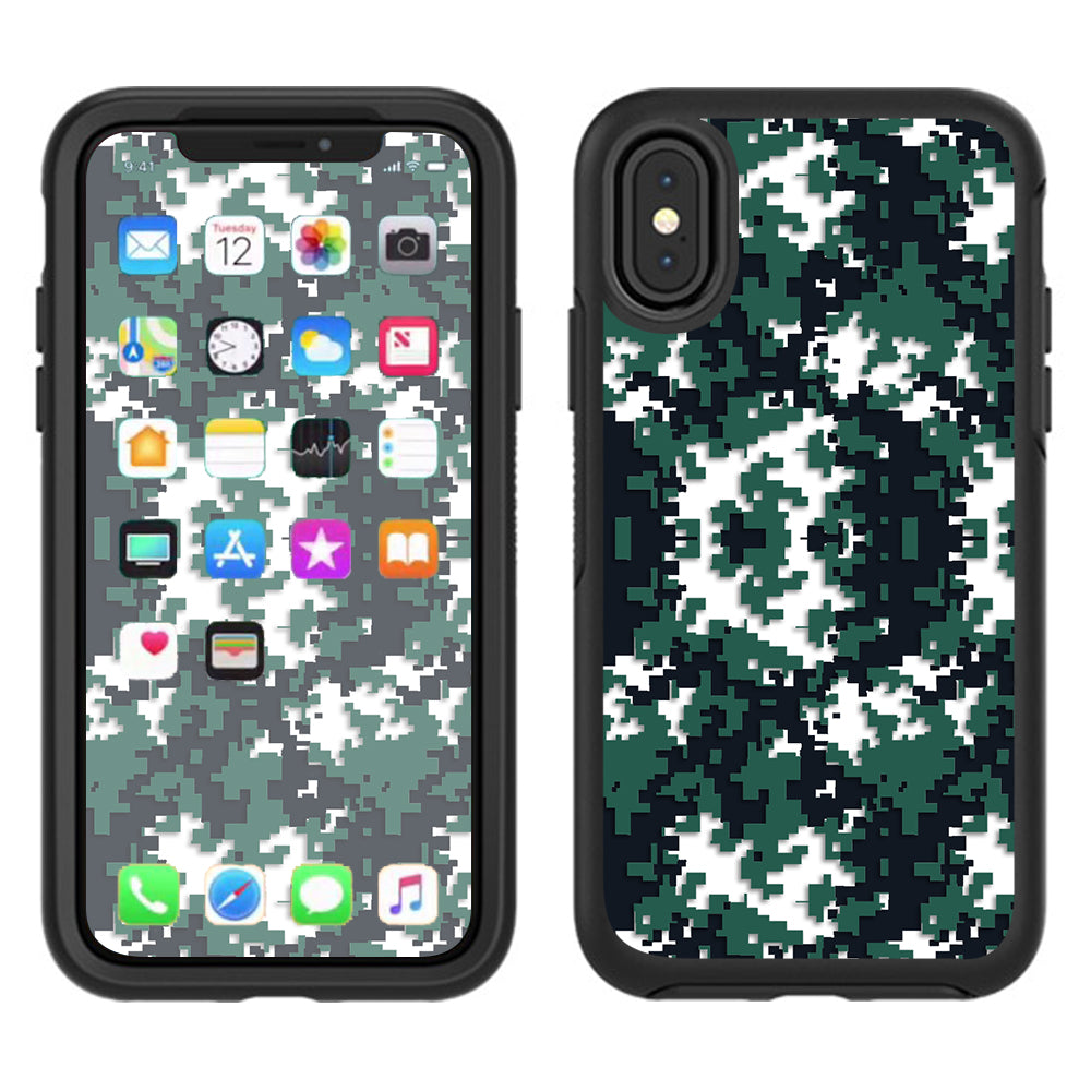  Digi Camo Team Colors Camouflage Green Black Otterbox Defender Apple iPhone X Skin