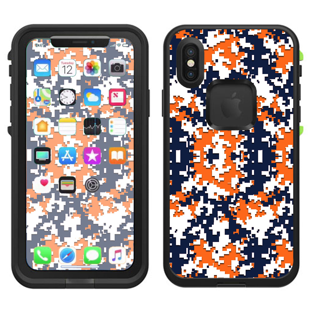  Digi Camo Team Colors Camouflage Orange Blue Lifeproof Fre Case iPhone X Skin