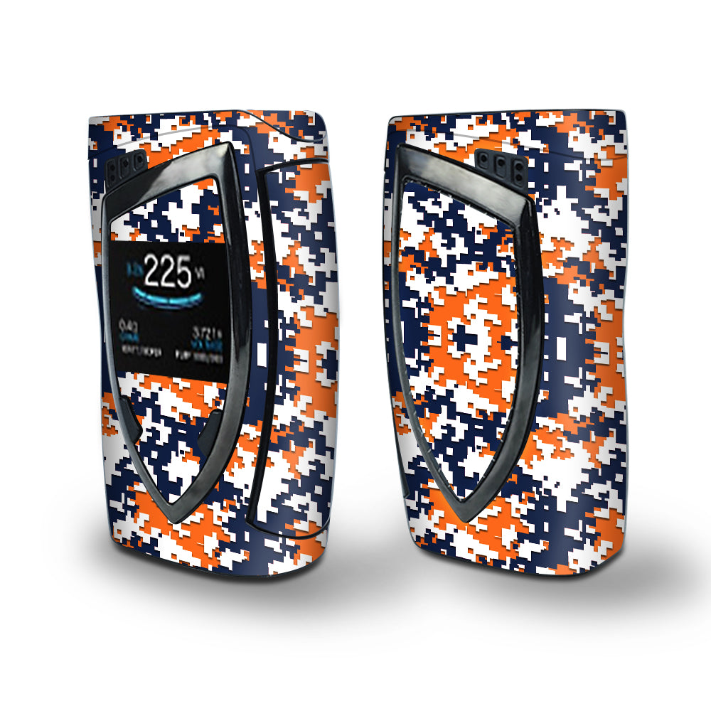 Skin Decal Vinyl Wrap for Smok Devilkin Kit 225w Vape (includes TFV12 Prince Tank Skins) skins cover / Digi Camo Sports Teams Colors digital camouflage Orange Blue