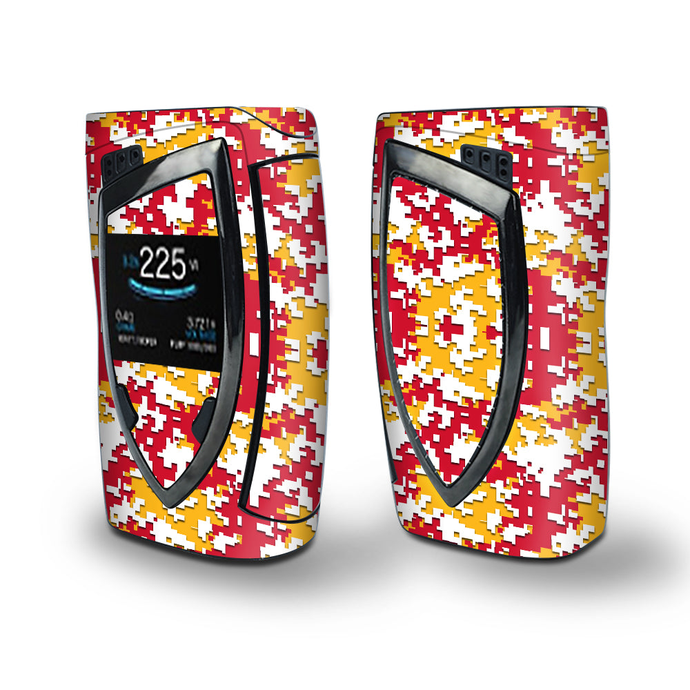 Skin Decal Vinyl Wrap for Smok Devilkin Kit 225w Vape (includes TFV12 Prince Tank Skins) skins cover / Digi Camo Sports Teams Colors digital camouflage Red Yellow