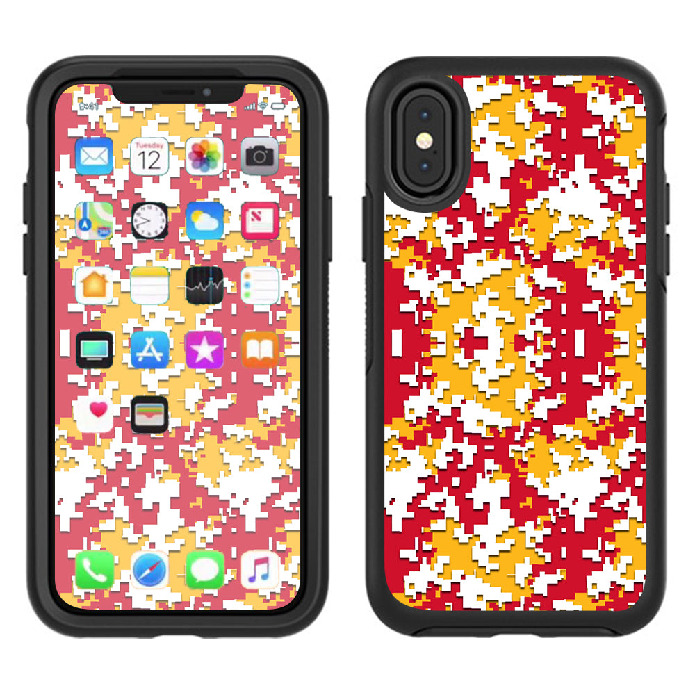  Digi Camo Team Colors Camouflage Red Yellow Otterbox Defender Apple iPhone X Skin