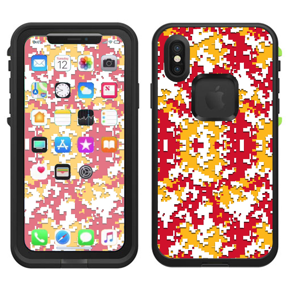  Digi Camo Team Colors Camouflage Red Yellow Lifeproof Fre Case iPhone X Skin
