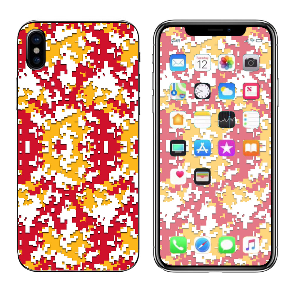  Digi Camo Team Colors Camouflage Red Yellow Apple iPhone X Skin