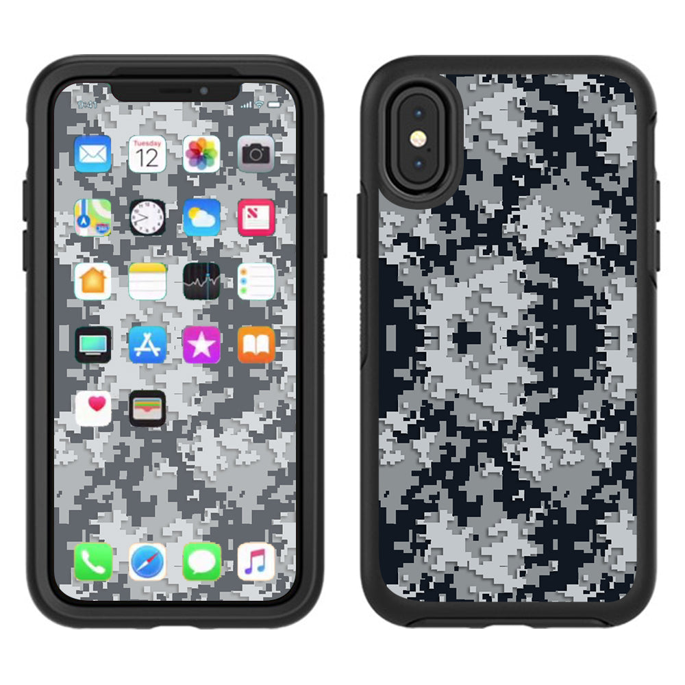  Digi Camo Team Colors Camouflage Black Silver Otterbox Defender Apple iPhone X Skin