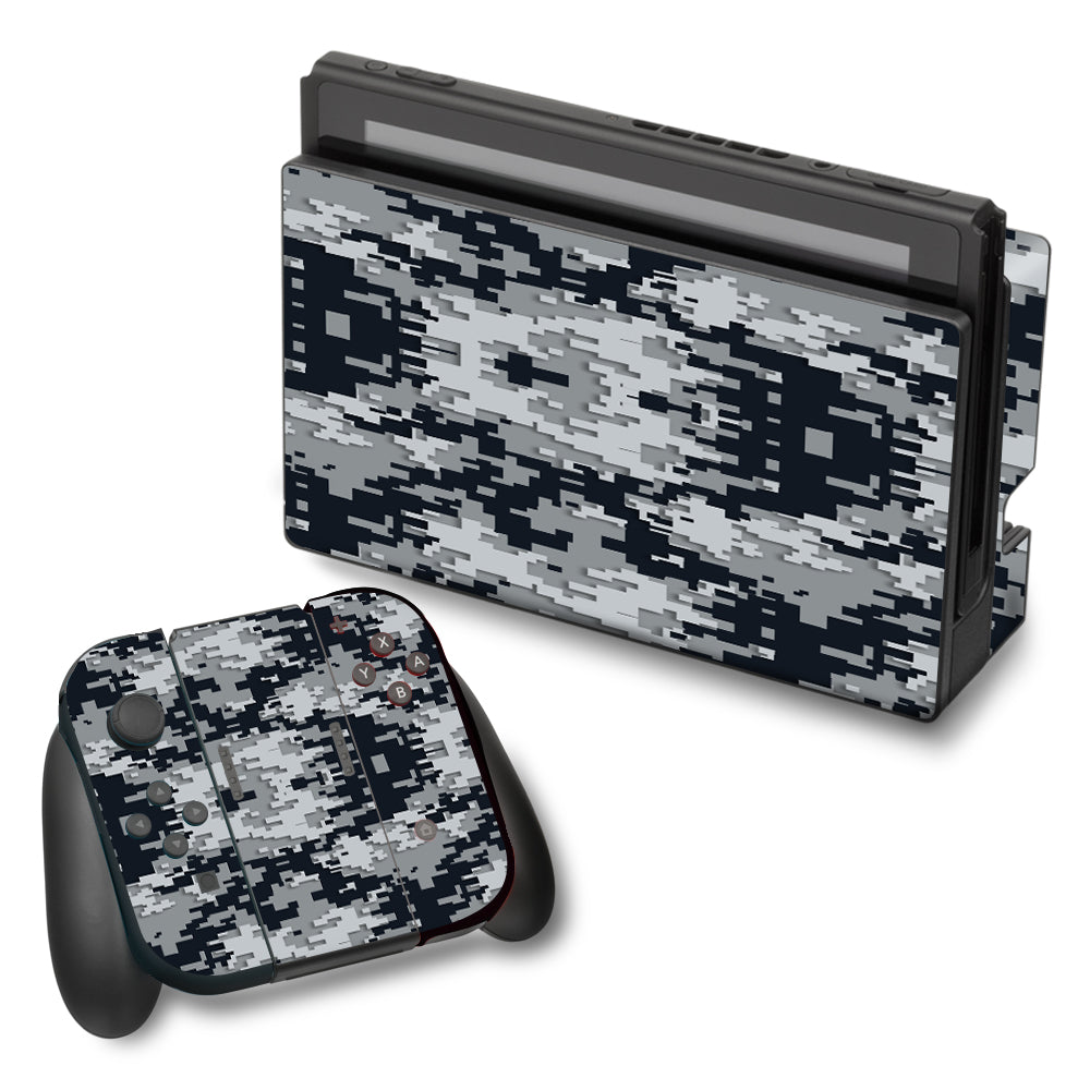  Digi Camo Team Colors Camouflage Black Silver Nintendo Switch Skin