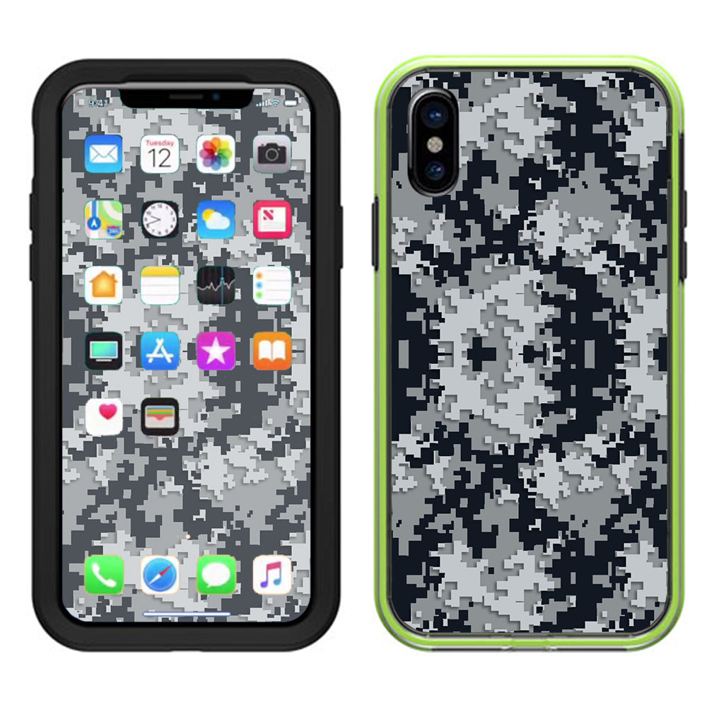  Digi Camo Team Colors Camouflage Black Silver Lifeproof Slam Case iPhone X Skin