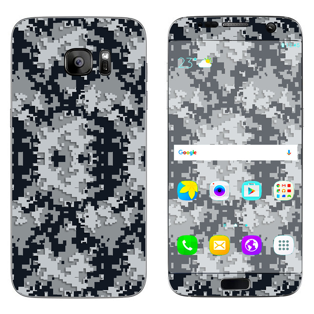  Digi Camo Team Colors Camouflage Black Silver Samsung Galaxy S7 Edge Skin