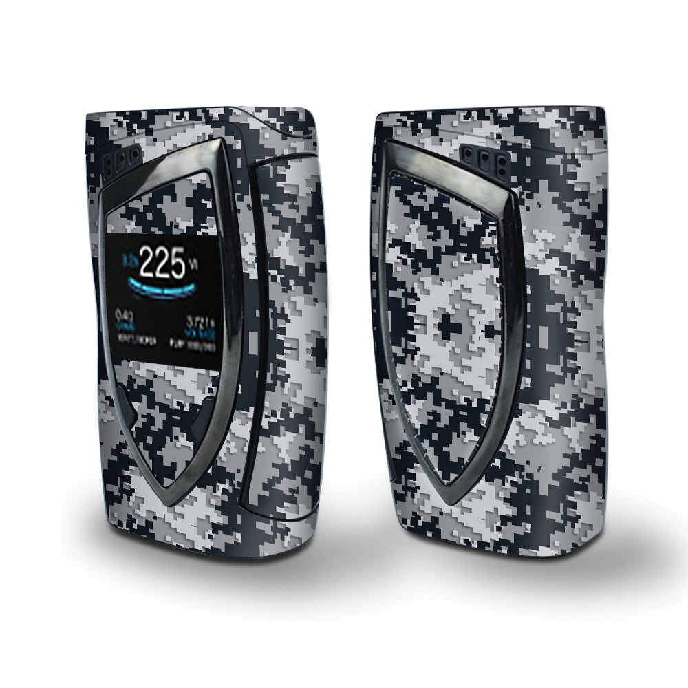 Skin Decal Vinyl Wrap for Smok Devilkin Kit 225w Vape (includes TFV12 Prince Tank Skins) skins cover / Digi Camo Sports Teams Colors digital camouflage Black Silver