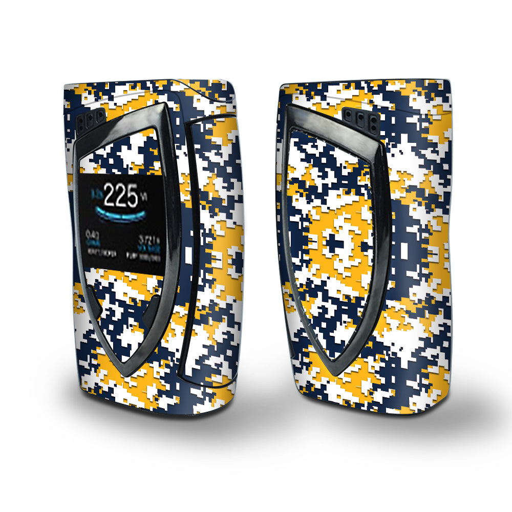 Skin Decal Vinyl Wrap for Smok Devilkin Kit 225w Vape (includes TFV12 Prince Tank Skins) skins cover / Digi Camo Sports Teams Colors digital camouflage Blue Yellow