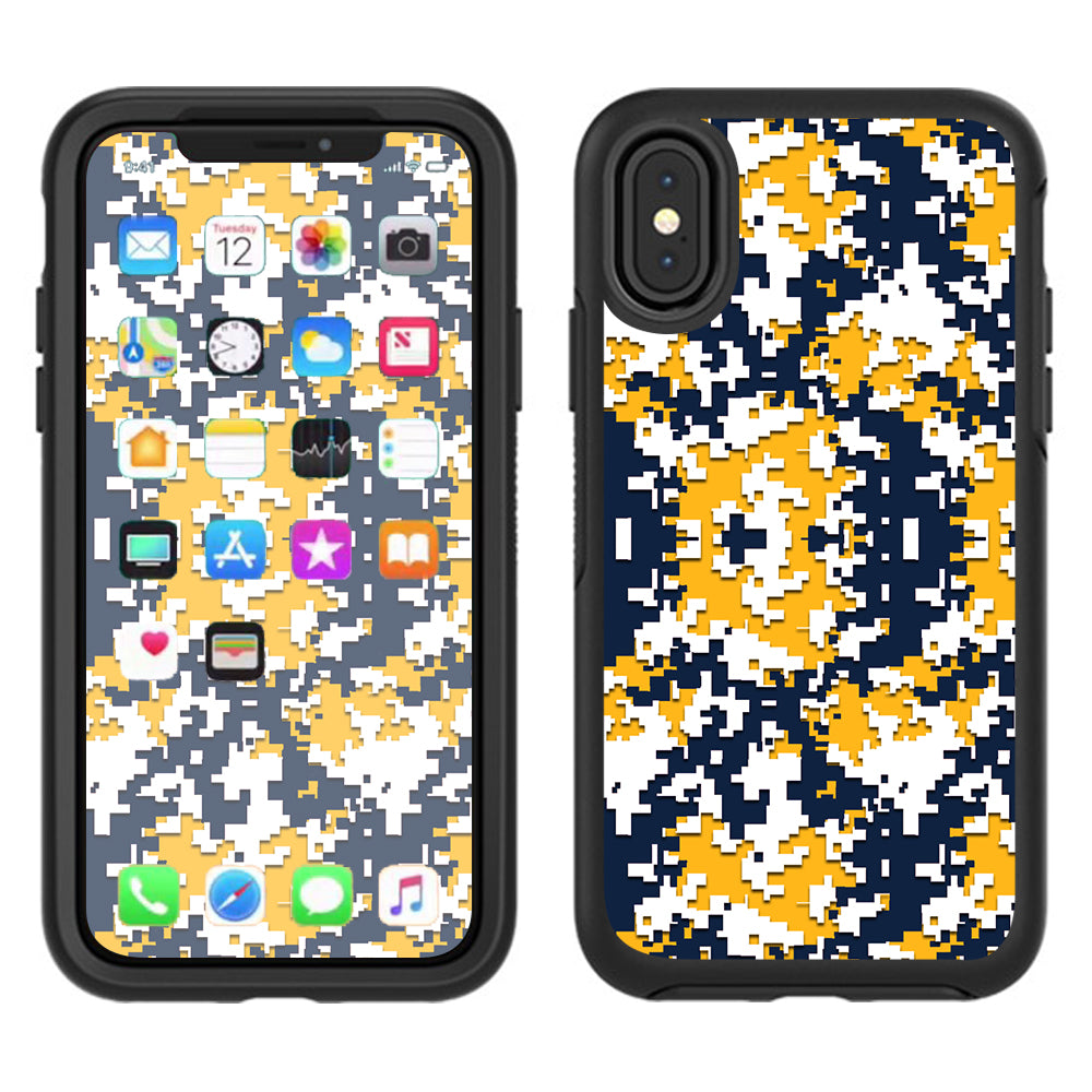  Digi Camo Team Colors Camouflage Blue Yellow Otterbox Defender Apple iPhone X Skin