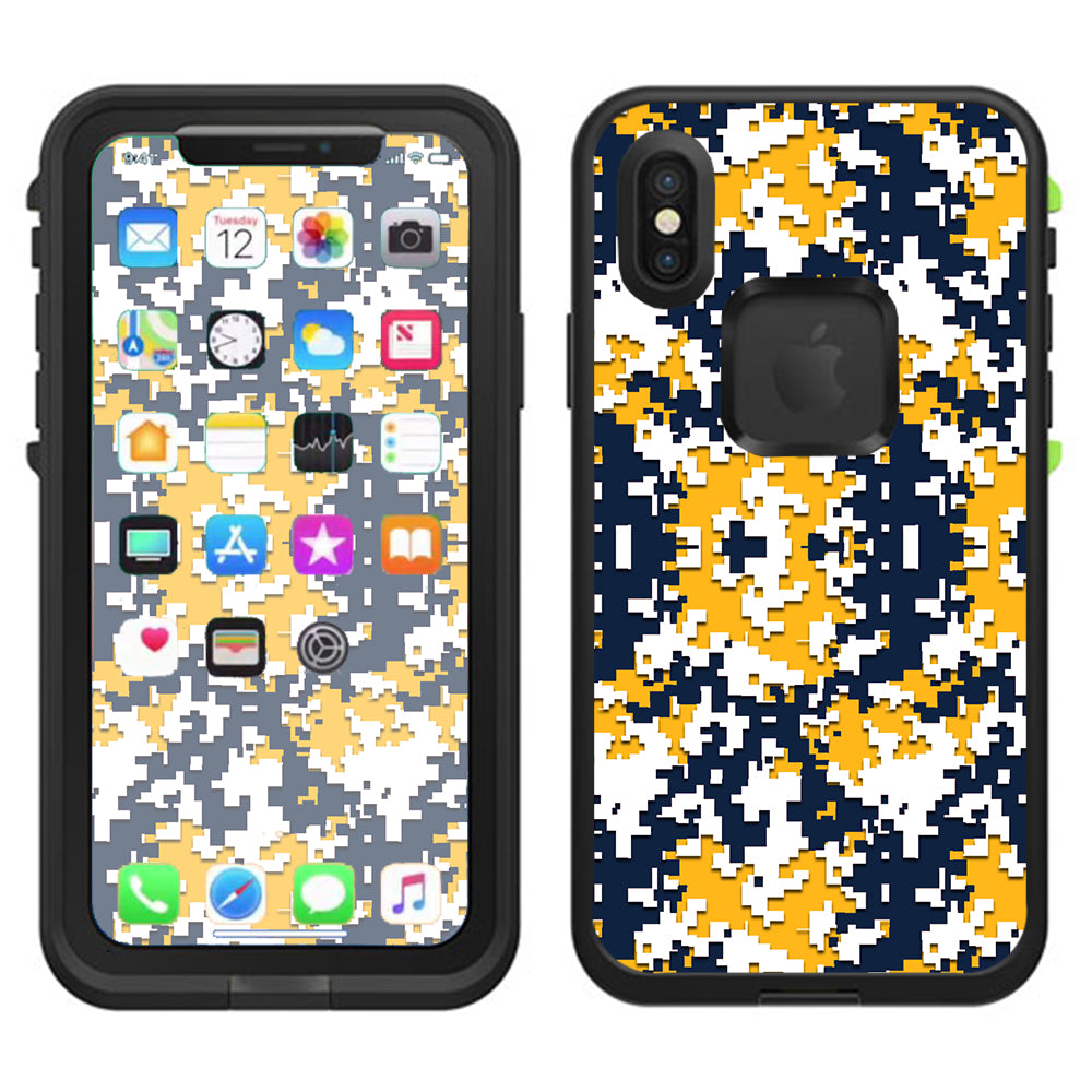  Digi Camo Team Colors Camouflage Blue Yellow Lifeproof Fre Case iPhone X Skin
