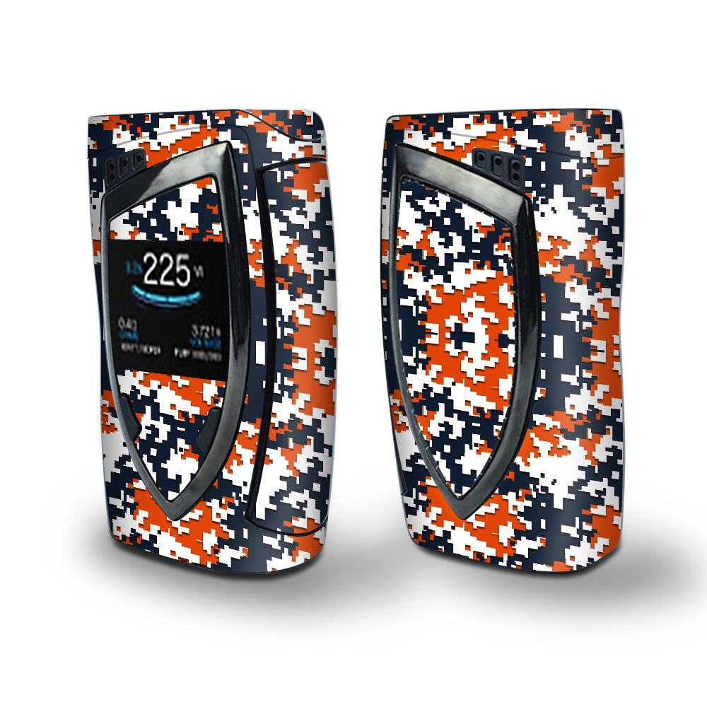 Skin Decal Vinyl Wrap for Smok Devilkin Kit 225w Vape (includes TFV12 Prince Tank Skins) skins cover / Digi Camo Sports Teams Colors digital camouflage Orange Blue