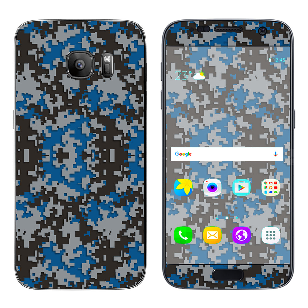  Digi Camo Team Colors Camouflage Blue Grey Samsung Galaxy S7 Skin