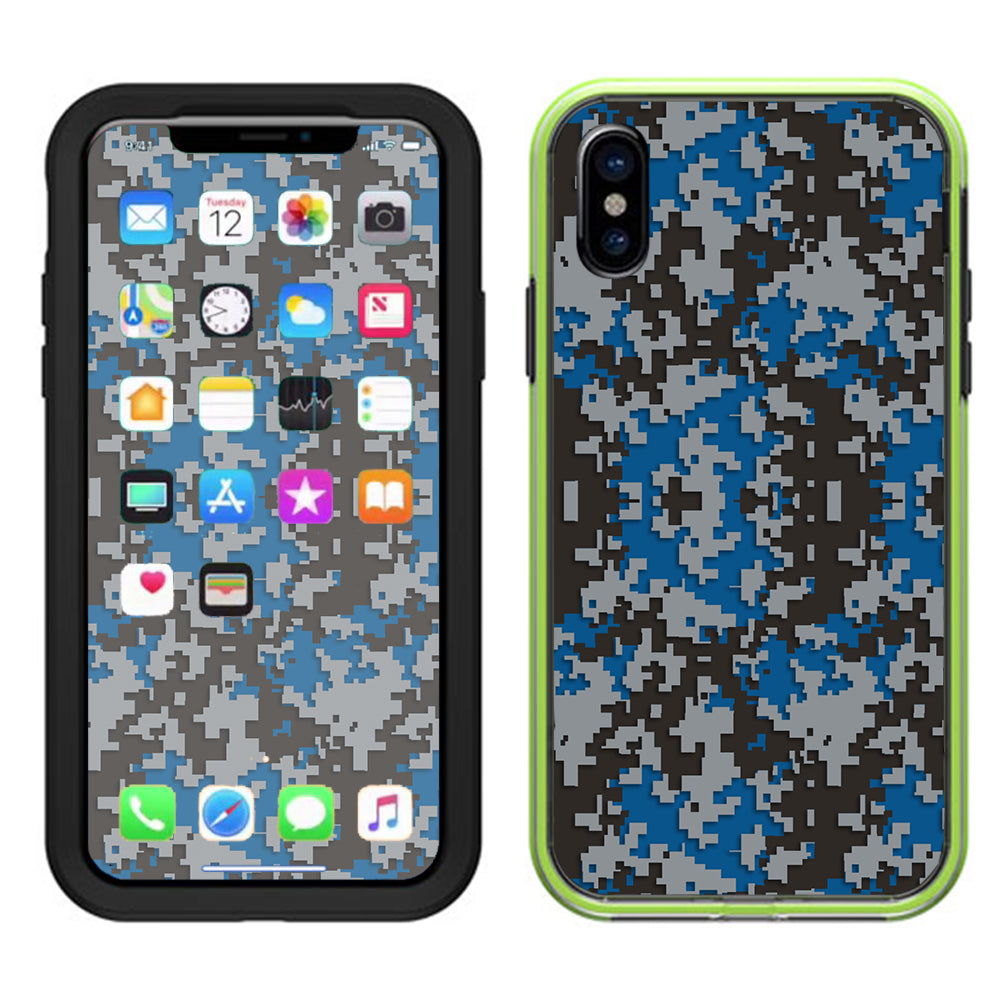  Digi Camo Team Colors Camouflage Blue Grey Lifeproof Slam Case iPhone X Skin
