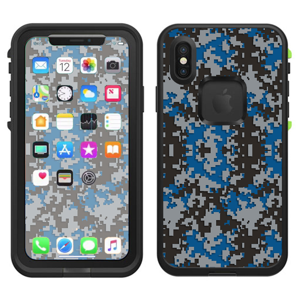  Digi Camo Team Colors Camouflage Blue Grey Lifeproof Fre Case iPhone X Skin