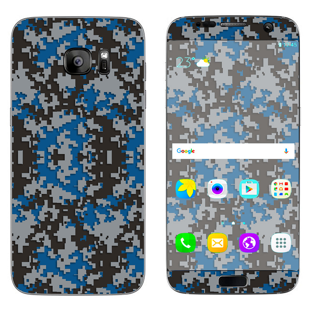  Digi Camo Team Colors Camouflage Blue Grey Samsung Galaxy S7 Edge Skin