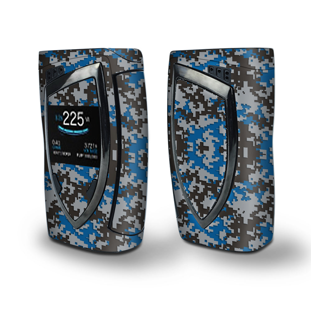 Skin Decal Vinyl Wrap for Smok Devilkin Kit 225w Vape (includes TFV12 Prince Tank Skins) skins cover / Digi Camo Sports Teams Colors digital camouflage Blue Grey