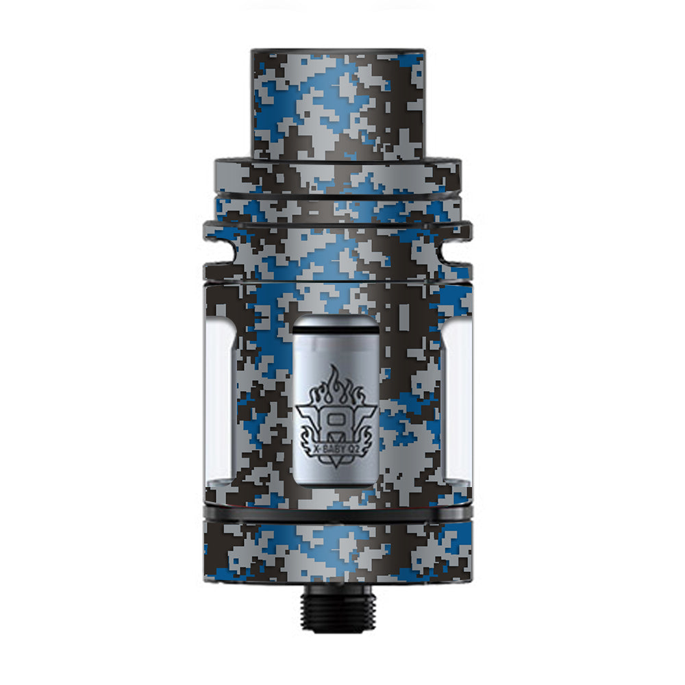 Digi Camo Sports Teams Colors Digital Camouflage Blue Grey TFV8 X-baby Tank Smok Skin