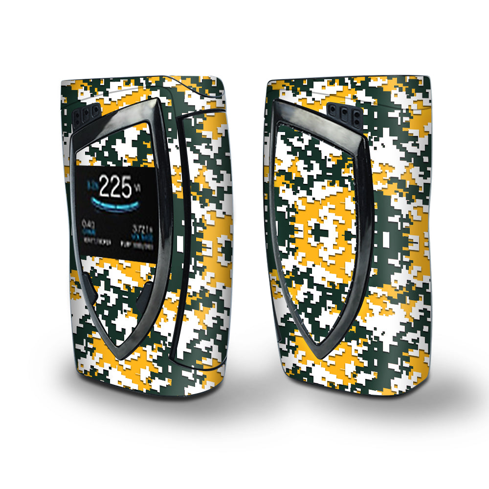 Skin Decal Vinyl Wrap for Smok Devilkin Kit 225w Vape (includes TFV12 Prince Tank Skins) skins cover / Digi Camo Sports Teams Colors digital camouflage Green Yellow