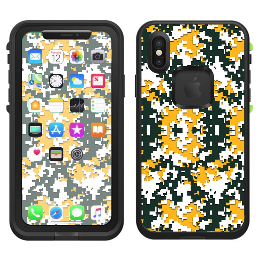  Digi Camo Team Colors Camouflage Green Yellow Lifeproof Fre Case iPhone X Skin