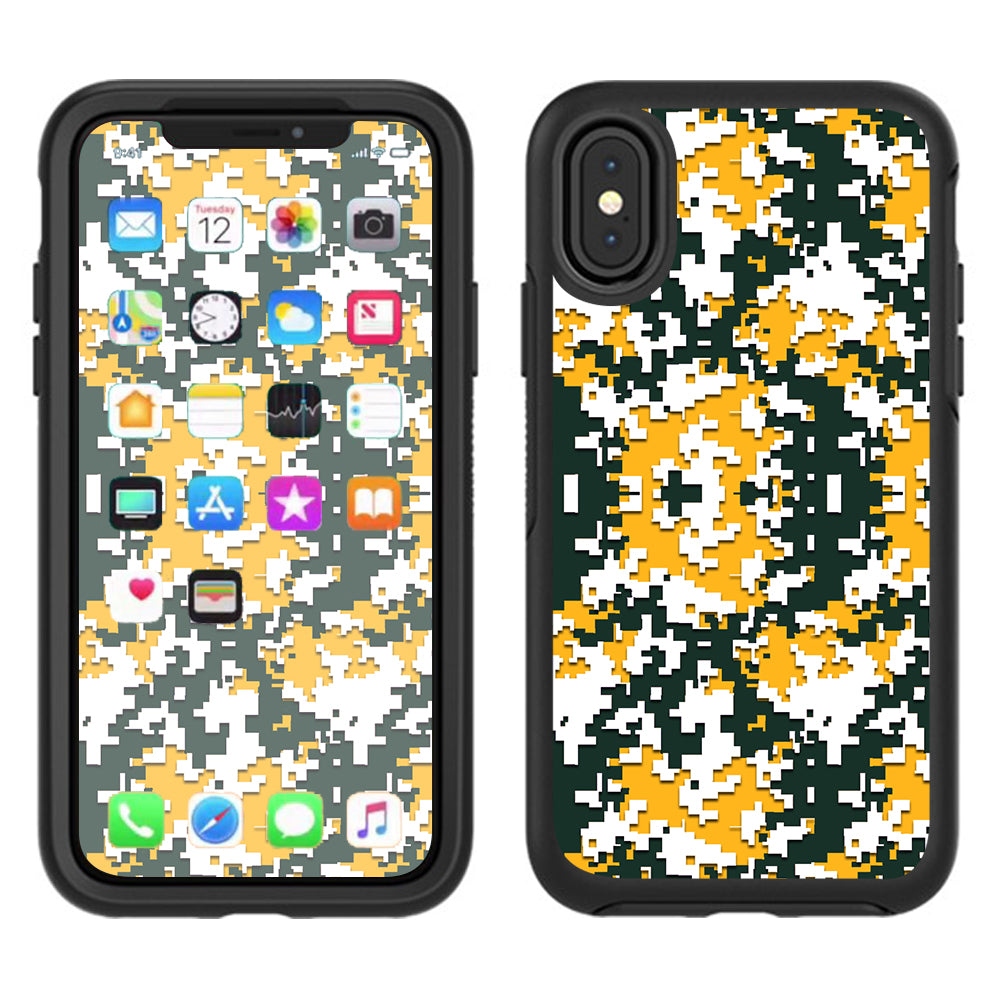  Digi Camo Team Colors Camouflage Green Yellow Otterbox Defender Apple iPhone X Skin
