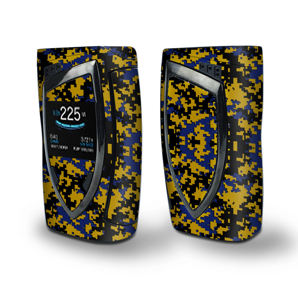 Skin Decal Vinyl Wrap for Smok Devilkin Kit 225w Vape (includes TFV12 Prince Tank Skins) skins cover / Digi Camo Sports Teams Colors digital camouflage Blue Gold