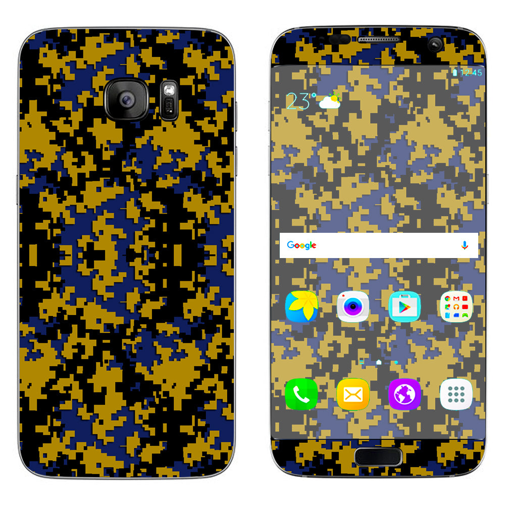  Digi Camo Team Colors Camouflage Blue Gold Samsung Galaxy S7 Edge Skin