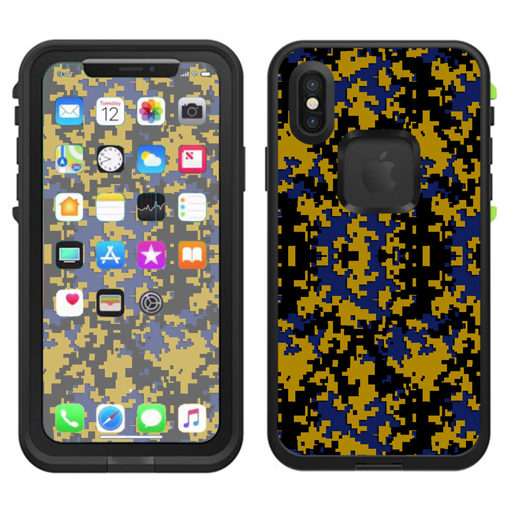  Digi Camo Team Colors Camouflage Blue Gold Lifeproof Fre Case iPhone X Skin