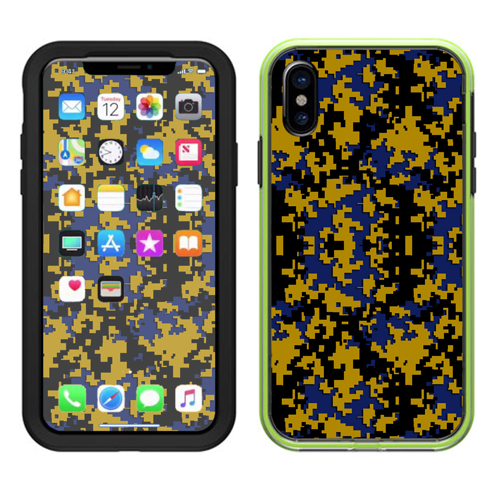  Digi Camo Team Colors Camouflage Blue Gold Lifeproof Slam Case iPhone X Skin