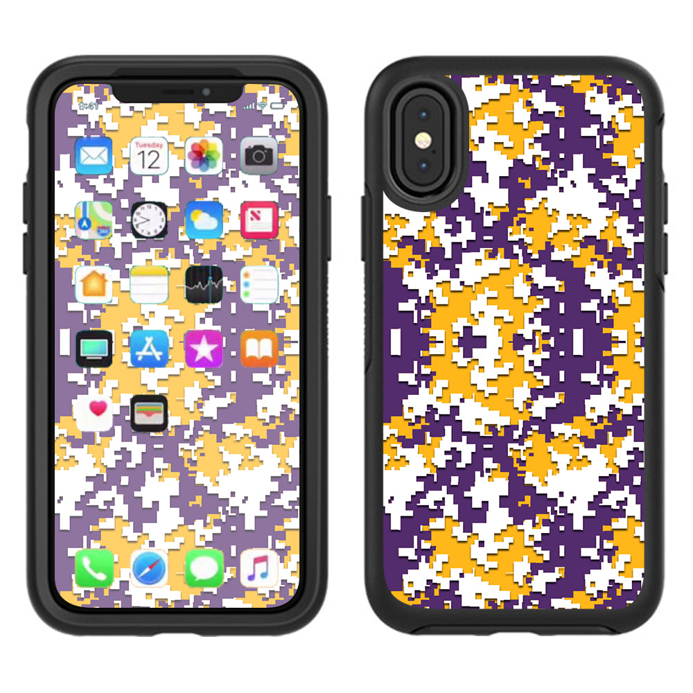  Digi Camo Team Colors Camouflage Purple Gold Otterbox Defender Apple iPhone X Skin