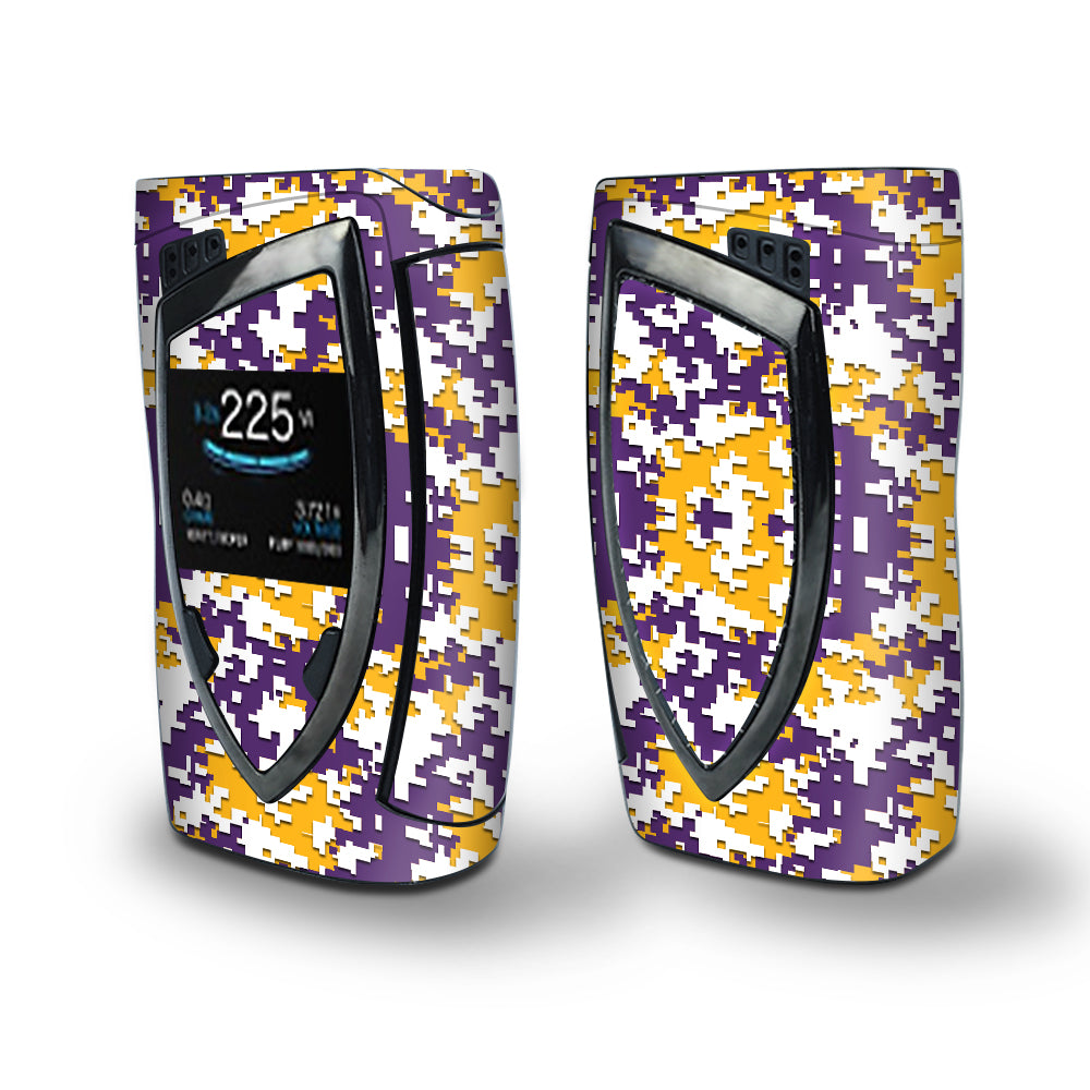 Skin Decal Vinyl Wrap for Smok Devilkin Kit 225w Vape (includes TFV12 Prince Tank Skins) skins cover / Digi Camo Sports Teams Colors digital camouflage Purple Gold