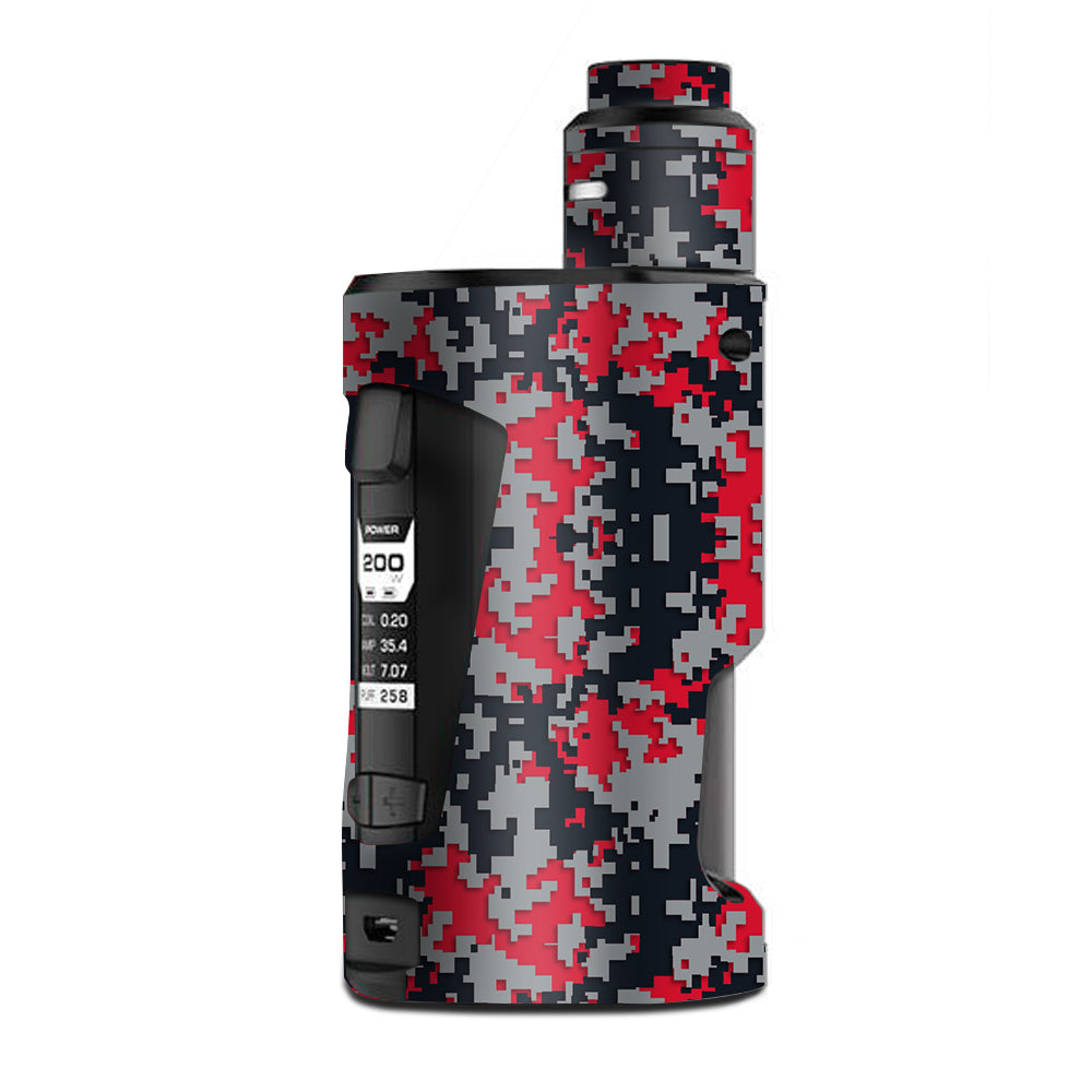  Digi Camo Sports Teams Colors Digital Camouflage Red Grey Black G Box Squonk Geek Vape Skin