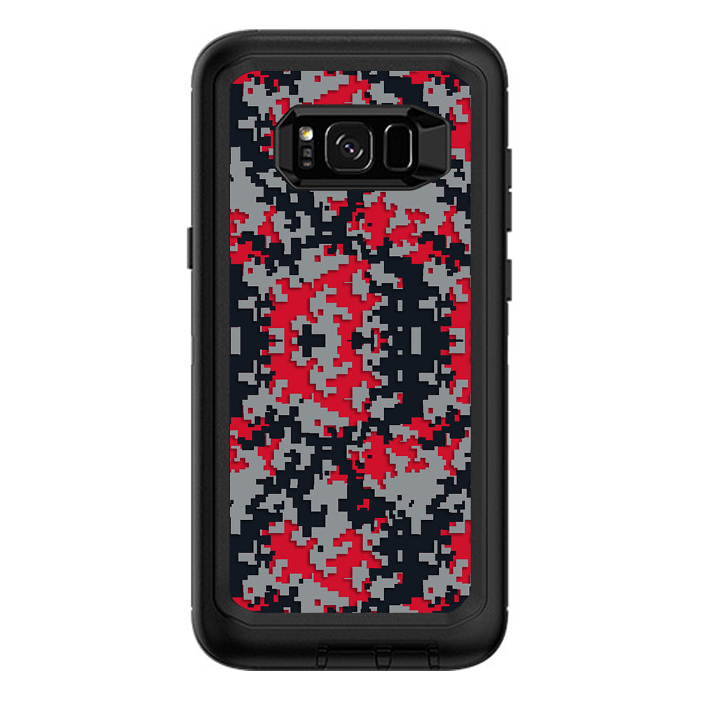  Digi Camo Team Colors Camouflage Red Grey Black Otterbox Defender Samsung Galaxy S8 Plus Skin