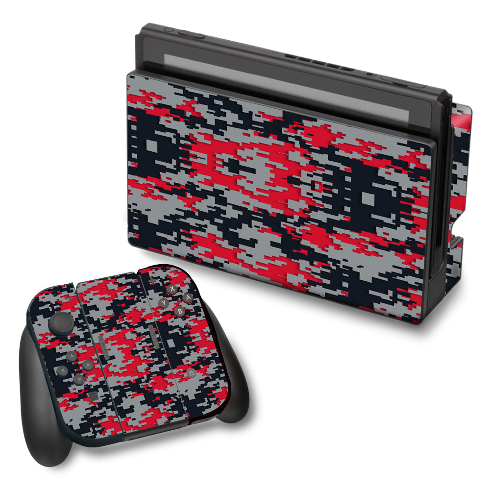  Digi Camo Team Colors Camouflage Red Grey Black Nintendo Switch Skin