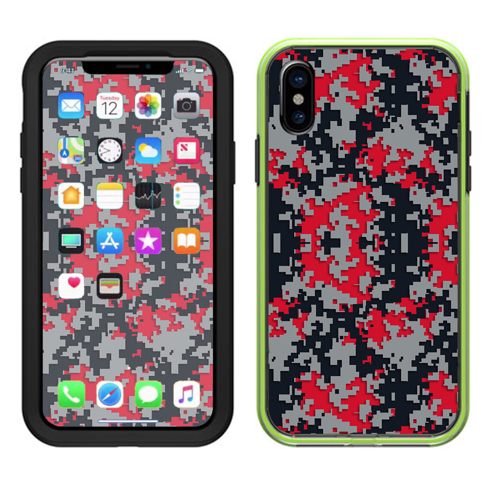  Digi Camo Team Colors Camouflage Red Grey Black Lifeproof Slam Case iPhone X Skin