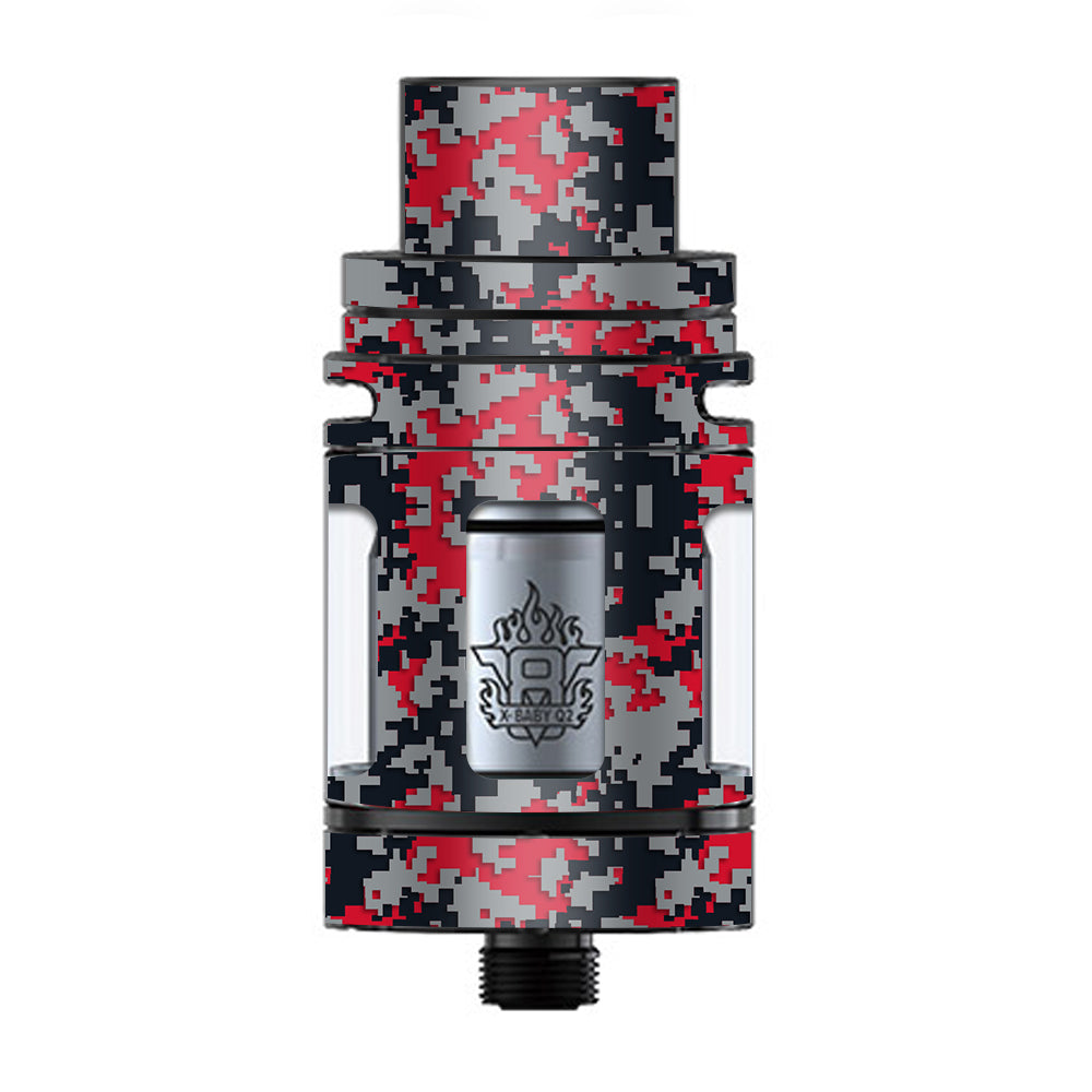  Digi Camo Sports Teams Colors Digital Camouflage Red Grey Black TFV8 X-baby Tank Smok Skin