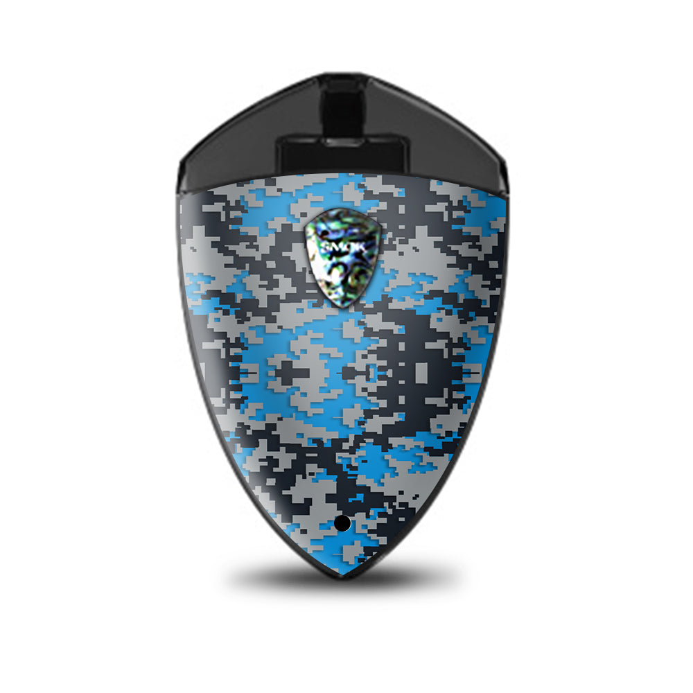 Digi Camo Sports Teams Colors Digital Camouflage Blue Silver Black Smok Rolo Badge Skin