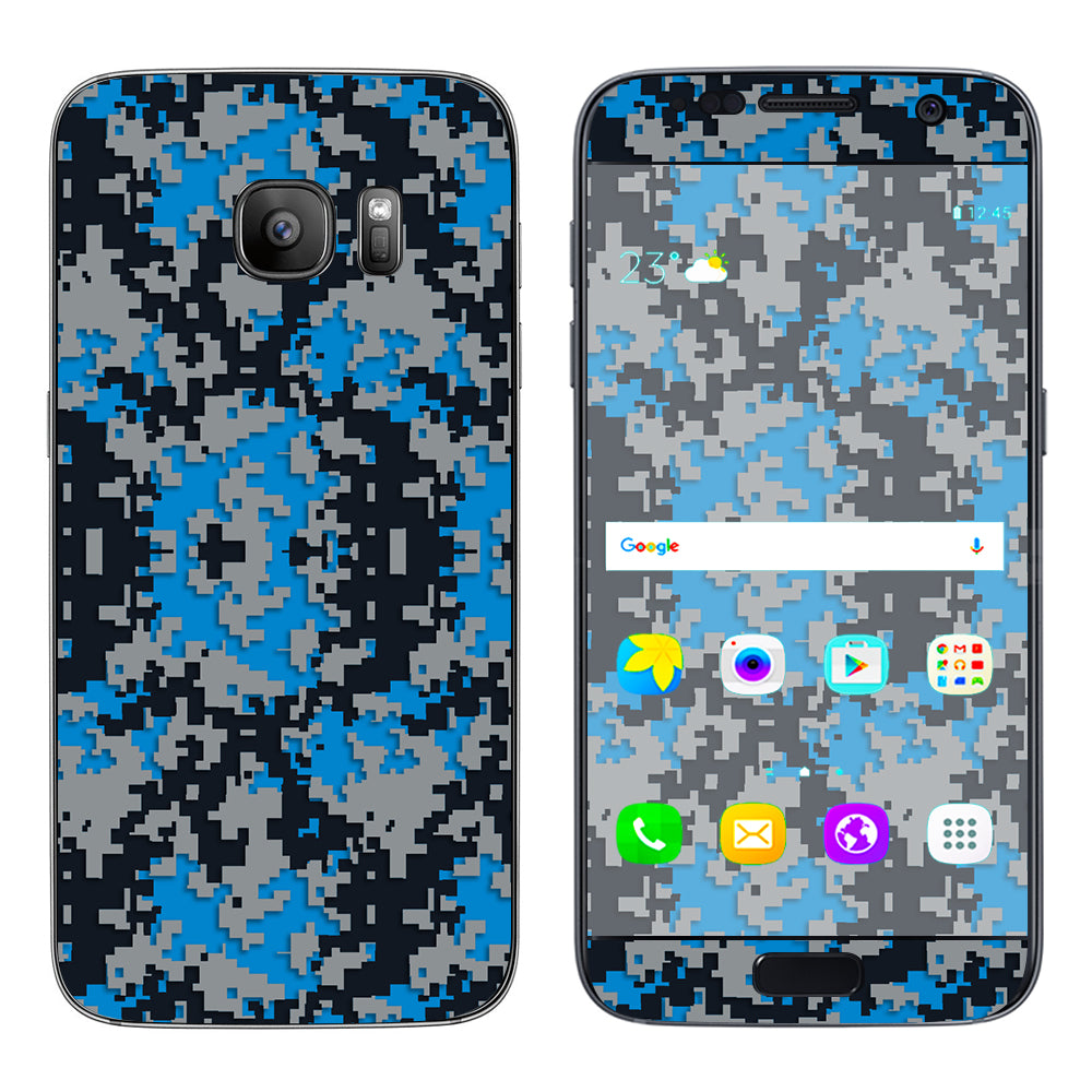  Digi Camo Team Colors Camouflage Blue Silver Black Samsung Galaxy S7 Skin