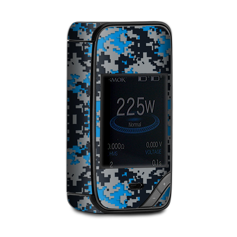  Digi Camo Sports Teams Colors Digital Camouflage Blue Silver Black X-Priv Smok Skin
