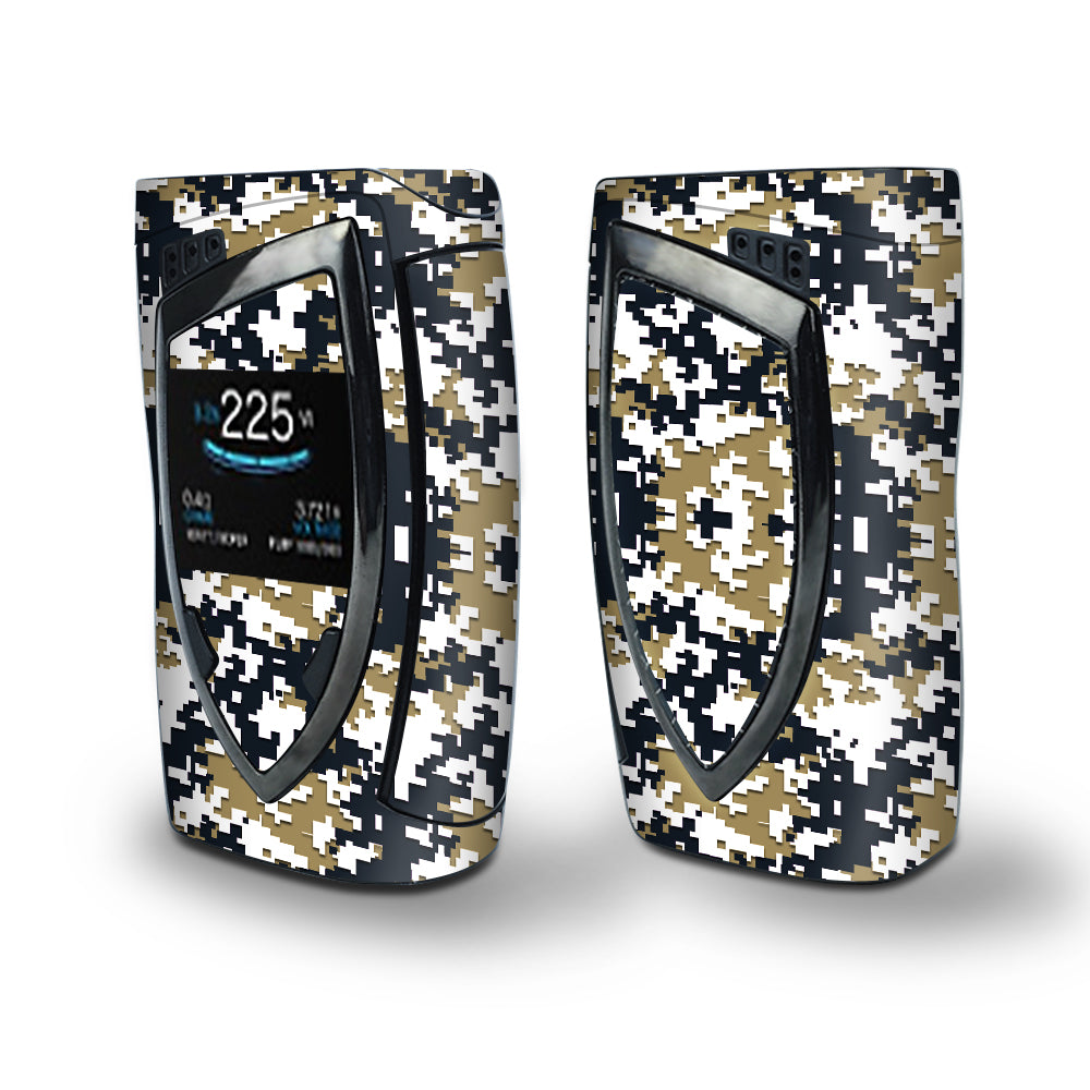 Skin Decal Vinyl Wrap for Smok Devilkin Kit 225w Vape (includes TFV12 Prince Tank Skins) skins cover / Digi Camo Sports Teams Colors digital camouflage Gold Blue