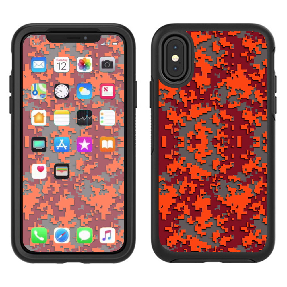  Digi Camo Team Colors Camouflage Orange Red Otterbox Defender Apple iPhone X Skin